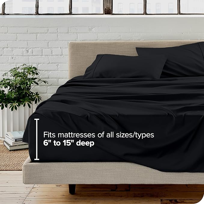 Bare Home Split California King Sheet Set - 1800 Ultra-Soft Microfiber Split California King Bed Sheets - Double Brushed - Deep Pockets - Easy Fit - 5 Piece Set - Bed Sheets (Split Cal King, Black)