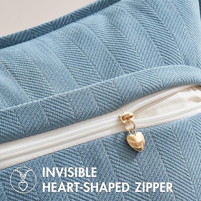 MIULEE Pack of 2 Light Blue Decorative Pillow Covers 22x22 Inch Soft Chenille Luxurious Couch Throw Pillows Farmhouse Cushion Covers Euro Shams with Elegant Design for Sofa Bed Living Room Home Decor