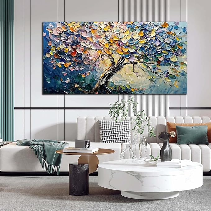 AOZEMI Tree Wall Decor for Living Room Colorful Wall Art Picture Large Artwork Abstract Canvas Art for Office Bedroom 29"x59"