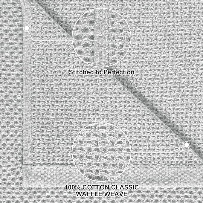 Homaxy 100% Cotton Kitchen Towels and Dishcloths Set, 12 x 12 Inches and 13 x 28 Inches, Set of 10 Bulk Kitchen Towels Set, Ultra Soft Absorbent Dish Cloths for Washing Dishes, Light Gray