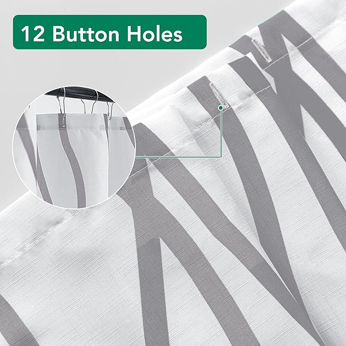 Biscaynebay Textured Fabric Shower Curtain 72 Inches by 72 Inches, Silver Grey Striped Printed Linen Modern Hotel Luxury Quality Cloth Bathroom Curtains Machine Washable