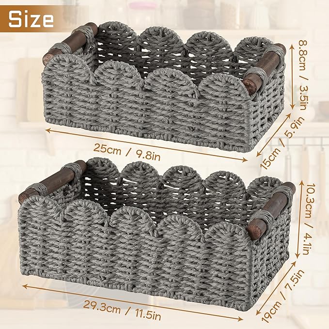 Storage Basket Wicker Baskets for Organizing Toilet Paper Storage Basket for Toilet Tank Top,Gray