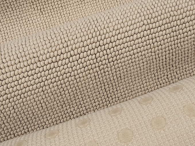 Cotton Paradise 100% Cotton Non Slip Bath Mats for Bathroom, 17x24 inch Soft Absorbent Quick Dry Machine Washable Floor Bath Mat, Beige