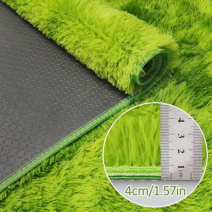 Tie-Dyed Runner Rug for Bedroom Green 3x10ft Fluffy Area Rug Bedside Runner Rug for Kids Room Boys Teens Nursery Baby Living Room Dorm Home Decor Carpets