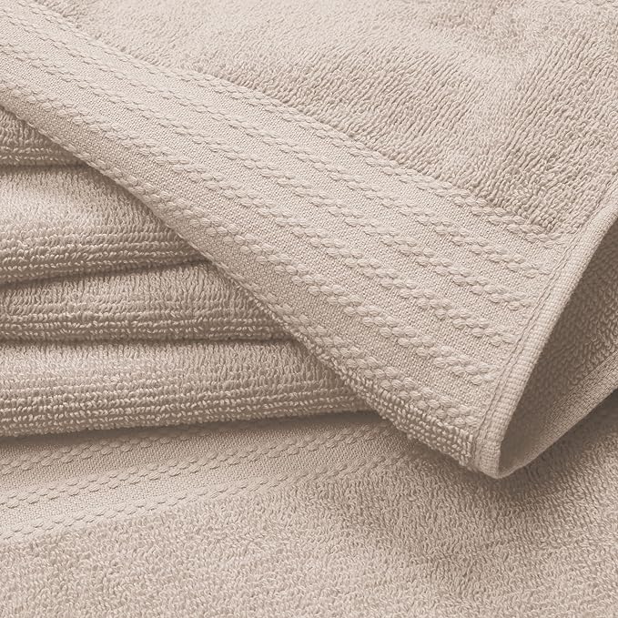 GLAMBURG Ultra Soft 6-Piece Hand Towel Set 16x28-100% Ringspun Cotton - Durable & Highly Absorbent Hand Towels - Ideal for use in Bathroom, Kitchen, Gym, Spa & General Cleaning - Tan