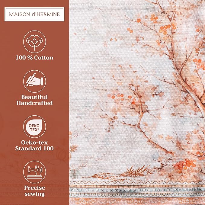 Maison d' Hermine Placemats Set of 4 100% Cotton Washable Cloth Place Mats, Reusable Table Mats for Kitchen Dining Decoration, Party, Wedding, Restaurant (Giving Thanks, 13" x 19")