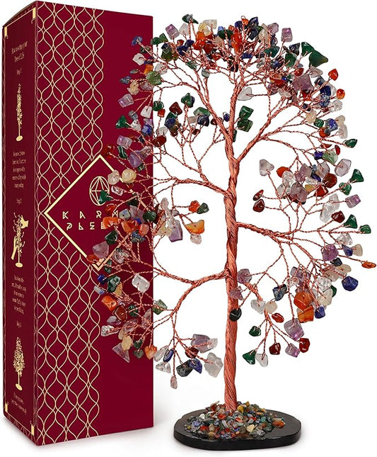 7 Chakara Crystal Trees for Home and Office Decoration, Chakra Healing Crystals Feng Shui Handmade Trees for Positive Energy, Money, Good Luck, Christmas Decor, Birthday Gifts for Women, Mom