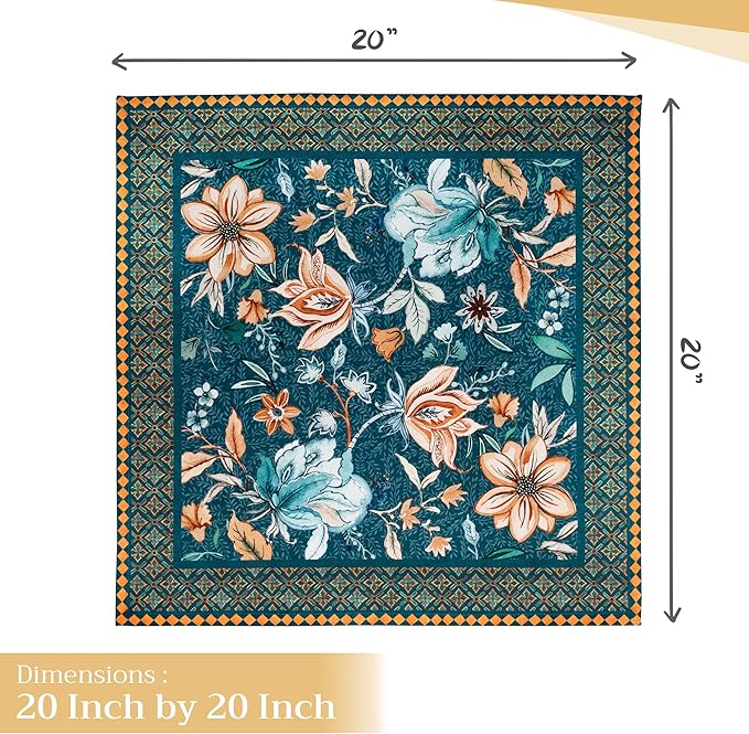 Maison d' Hermine Cloth Napkins Set of 4 100% Cotton Everyday Reusable Square Napkins Cloth Washable, Dinner, Party, Wedding, Restaurant (Luxury Loft-Dark Teal, 20" x 20")