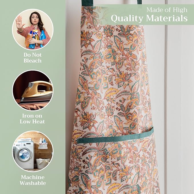 Maison d' Hermine 100% Cotton Apron for women with Pocket Kitchen Chef Apron for Men Cooking Gardening Server Waitress