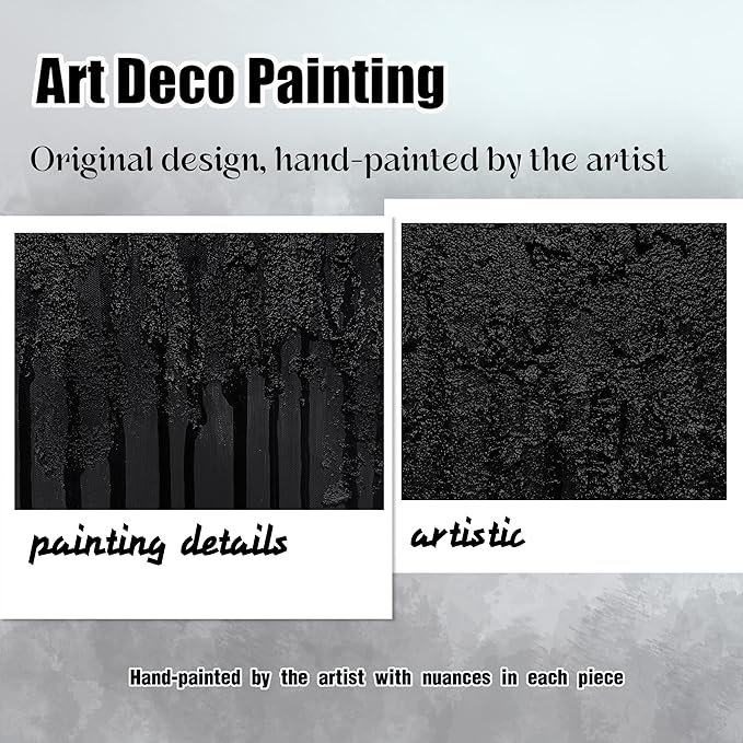 Abstract Painting Wall Art for Bedroom Black Pictures for Living Room Canvas Wall Decor for Office Men Size 24 x 47 Inch