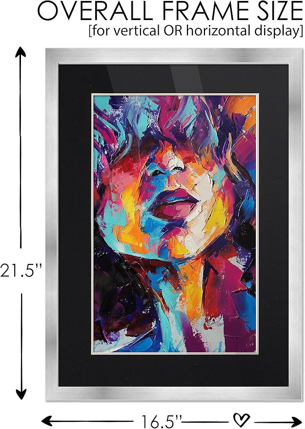 A3 11.7x16.5 Frame Silver Wood with Black Mat | 15x20 Frame Matted to 11.7x16.5 | Display Your Poster Under UV Acrylic Shatter Guard Front, with Foam Board Backing and Wall Hanging Hardware - Wood