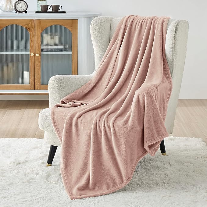 Bedsure GentleSoft Fleece Throw XL Blanket Dusty Pink - 300GSM Soft Lightweight Plush Cozy Blankets for Bed, Sofa, Couch, Travel, Camping, 50x70 inches