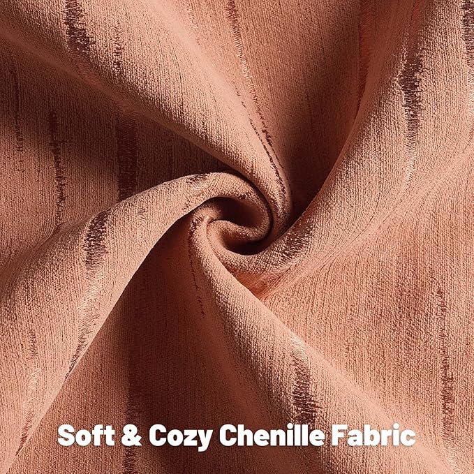 FUTEI Rust Chenille Decorative Throw Pillow Covers 18x18 Inch Set of 2,Soft Embossed Striped Textured Cushion Case,Modern Home Decor for Couch Bed Living Room