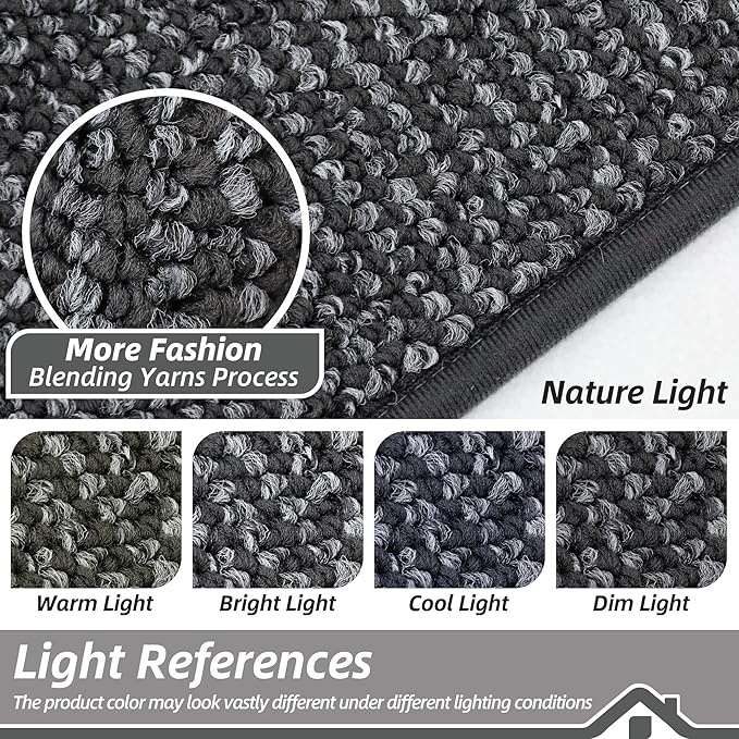 BEQHAUSE Kitchen Rugs 32"x48", Non-Slip Kitchen Mats for Floor, Super Absorbent and Stain Resistant Kitchen Rugs, Machine Washable Rugs for Kitchen, Hallway, Laundry & Sink, Charcoal