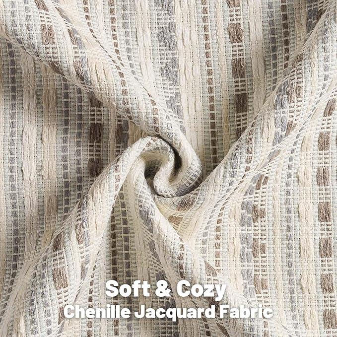 FUTEI Grey White Decorative Throw Pillow Covers 12x20 Inch Set of 2,Soft Cozy Chenille Jacquard Textured Pillow Case,Boho Home Decor for Couch Bed Living Room