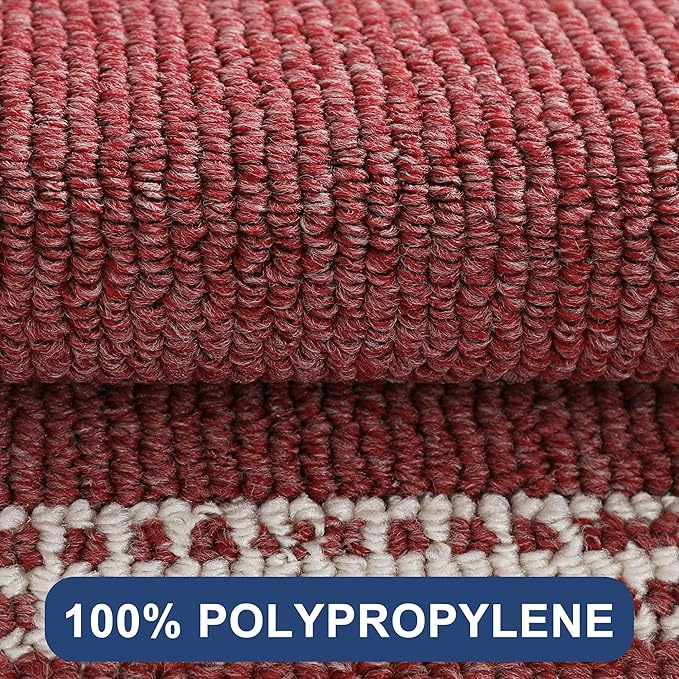 COSY HOMEER Kitchen Rugs Non-Slip 20x30/20x48 Inch Thick Polypropylene Standing Mat for Home Machine Washable, Red