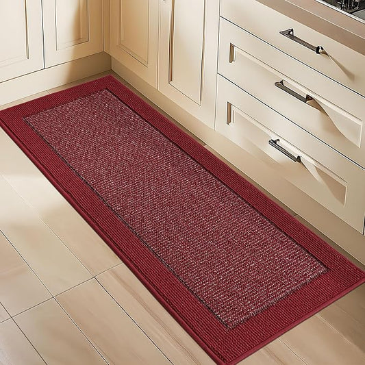BEQHAUSE Kitchen Runner Rugs 24"x60", Kitchen Rugs Non-Slip Kitchen Mats for Floor, Absorbent and Stain Resistant Kitchen Mats, Machine Washable Rugs for Kitchen, Hallway, Laundry & Sink, Red
