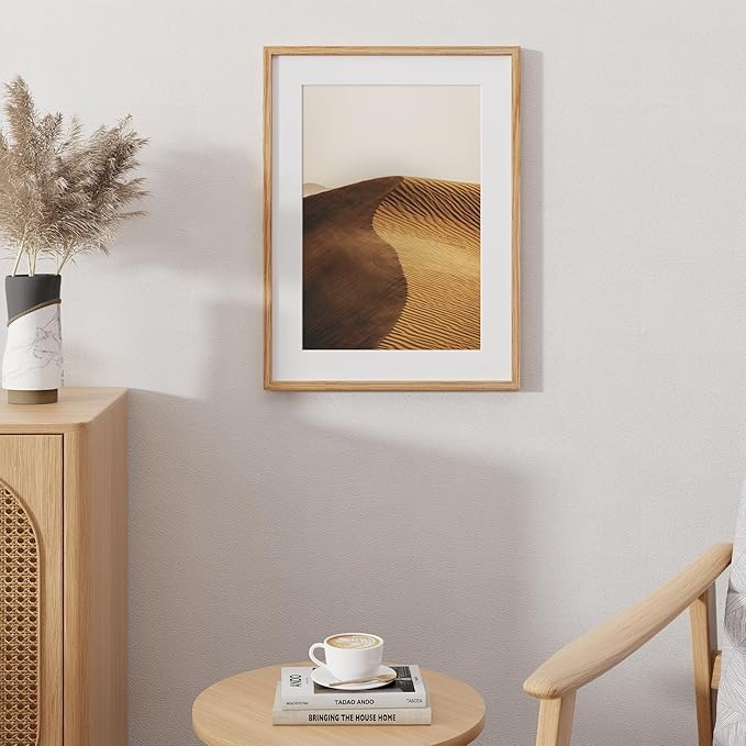 17x23 Picture Frame, Solid Oak Wood Poster Frame, Photo Frame for Wall 17x23 Matted to 13x19, Tempered Real Glass, Photo Frame for Vertical or Horizontal Hanging, (Natural Oak Color, 1 Pack)