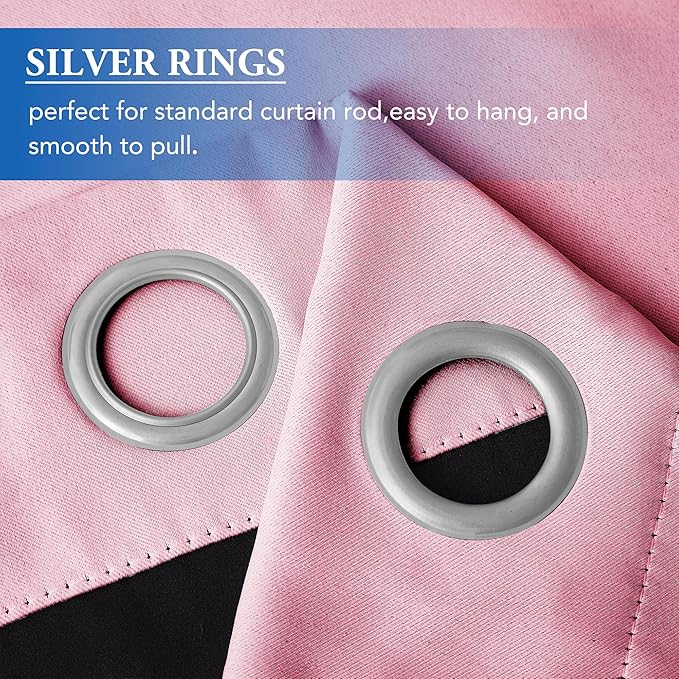 Beauoop 100% Blackout Curtains 96 Inches Long for Patio Sliding Door Pink Solid Extra Wide Room Darkening Thermal Insulated Room Divider Soundproof Grommet Window Treatment Drapes,100x96 Set of 1