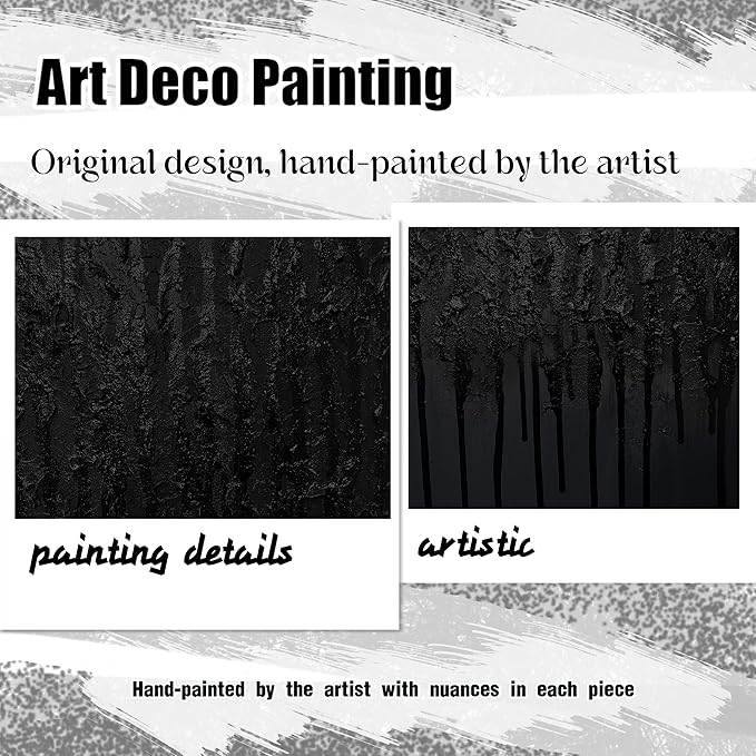 Black Abstract Hand Painted Oil Painting for Bedroom Modern Wall Decor for Office Men Huge Canvas Wall Art for Living Room Large Size 36 x 72 Inch