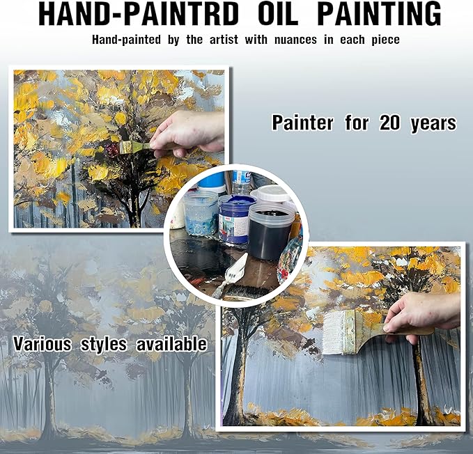 Gold Tree Canvas Hand Painted Wall Art for Living Room - Modern Office Artwork Wall Decor - Framed Wall Art for Bedroom Size 29" x 59"