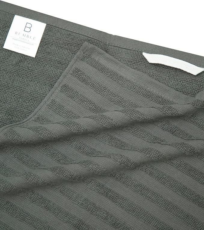 Premium Kitchen Towels, Solid Hand Towels (20”x 28”, 6 Pack) Highly Absorbent with Hanging Loop Anthracite