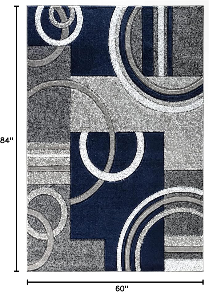 GLORY RUGS Area Rug Modern Soft Hand Carved Contemporary Floor Carpet with Premium Fluffy Texture for Indoor Living Dining Room and Bedroom Area (5x7, Navy)