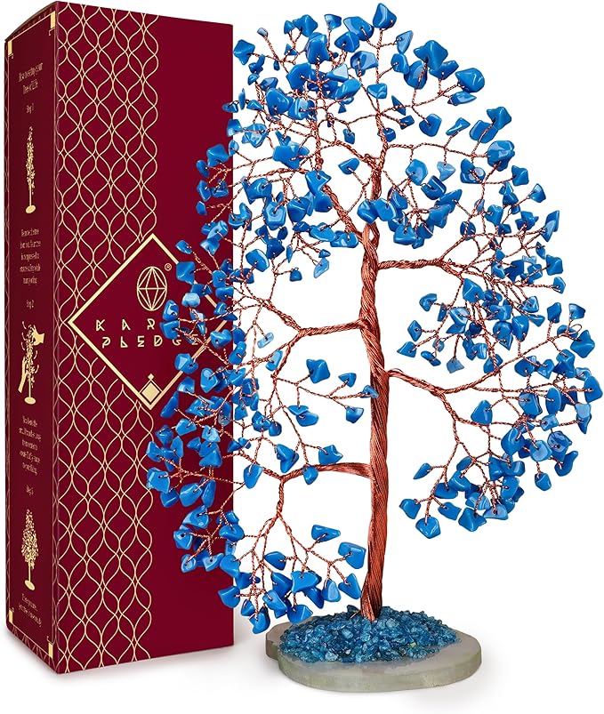 Crystal Trees for Home and Office Decoration, Turquoise Chakra Healing Crystals Feng Shui Handmade Trees for Positive Energy, Money, Good Luck, Christmas Decor, Birthday Gifts for Women, Mom