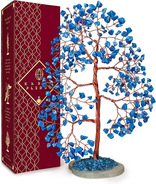 Crystal Trees for Home and Office Decoration, Turquoise Chakra Healing Crystals Feng Shui Handmade Trees for Positive Energy, Money, Good Luck, Christmas Decor, Birthday Gifts for Women, Mom