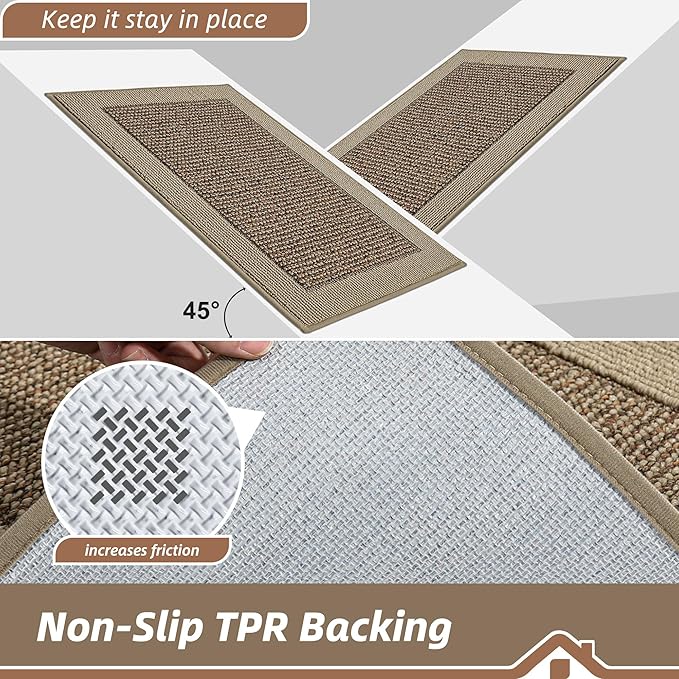 BEQHAUSE Kitchen Runner Rugs 24"x60", Kitchen Rugs Non-Slip Kitchen Mats for Floor, Absorbent and Stain Resistant Kitchen Mats, Machine Washable Rug for Kitchen, Hallway, Laundry & Sink, Taupe