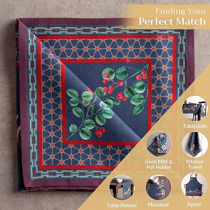 Maison d' Hermine Cloth Napkins Set of 4 100% Cotton Everyday Reusable Square Napkins Cloth Washable, Dinner, Party, Wedding, Restaurant (Christmas Joy, 20" x 20")