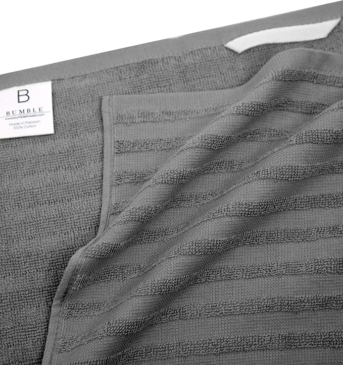 6 Pack 20x28" Absorbent Cotton Kitchen Towels with Hanging Loop - Grey Striped