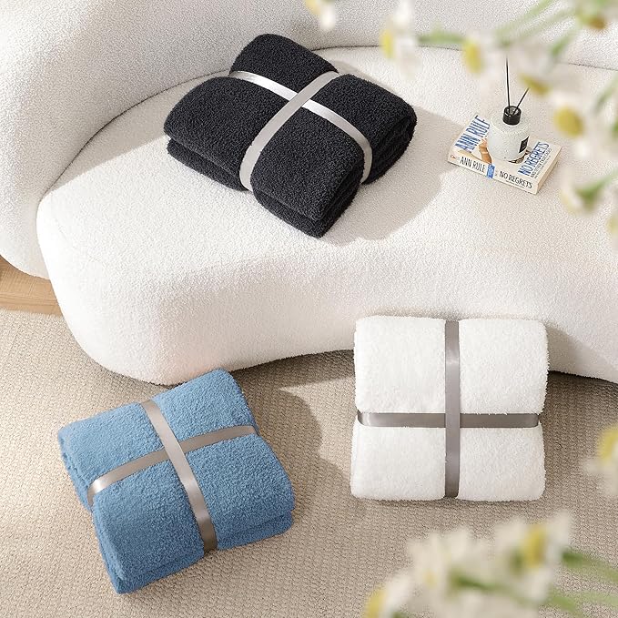 Knit Twin Size Bed Blanket Super Soft Warm Blanket for Bed Lightweight Cozy Plush Fuzzy Blanket for Couch Sofa 60x80 Inches Dusty Blue