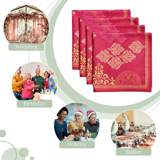 Maison d' Hermine Cloth Napkins Set of 4 100% Cotton Everyday Reusable Square Napkins Cloth Washable, Dinner, Party, Wedding, Restaurant (Versailles, 20" x 20")