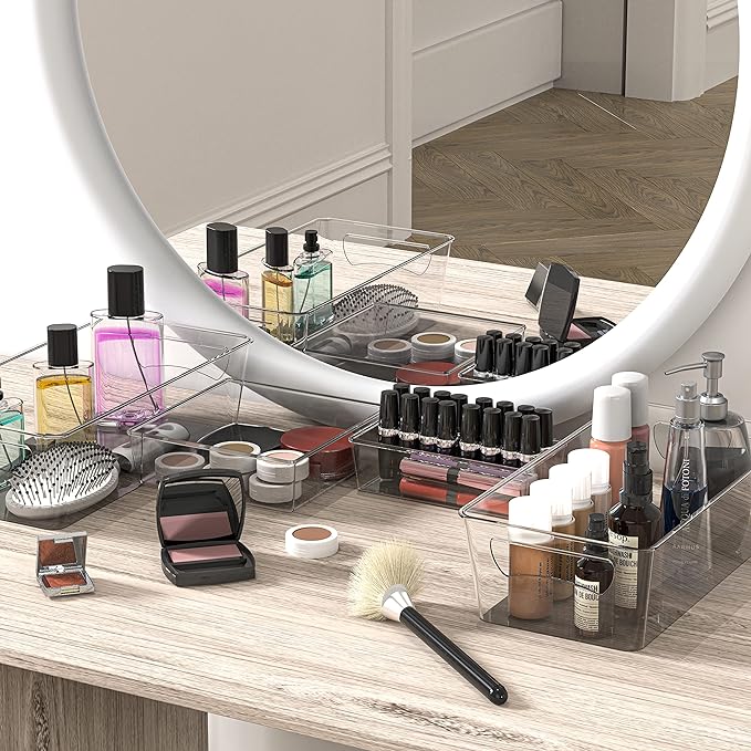 Simple Houseware Clear Storage Bins Organizer for Freezer / Fridge / Pantry, 12'' x 6.2'' x 3.4'', 4 Packs