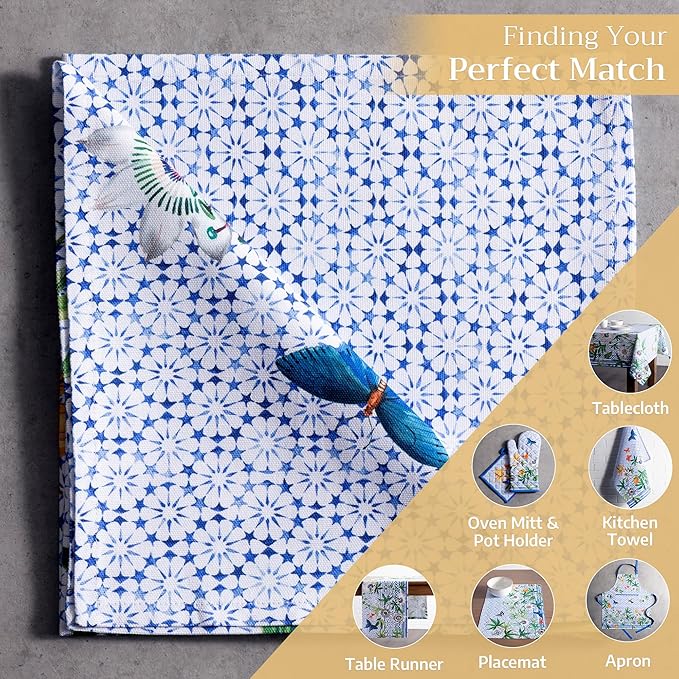 Maison d' Hermine Cloth Napkins Set of 4 100% Cotton Everyday Reusable Square Napkins Cloth Washable, Dinner, Party, Wedding, Restaurant, Spring/Summer (Passiflora, 20" x 20")