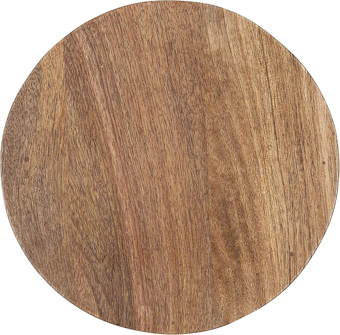 Kate and Laurel Dahl Wooden Round Drink Table; 8 x 23; Natural Brown; Transitional Boho Circle Wood Accent Pedestal Table for Living Room Plant Stand or Small Bedroom Nightstand