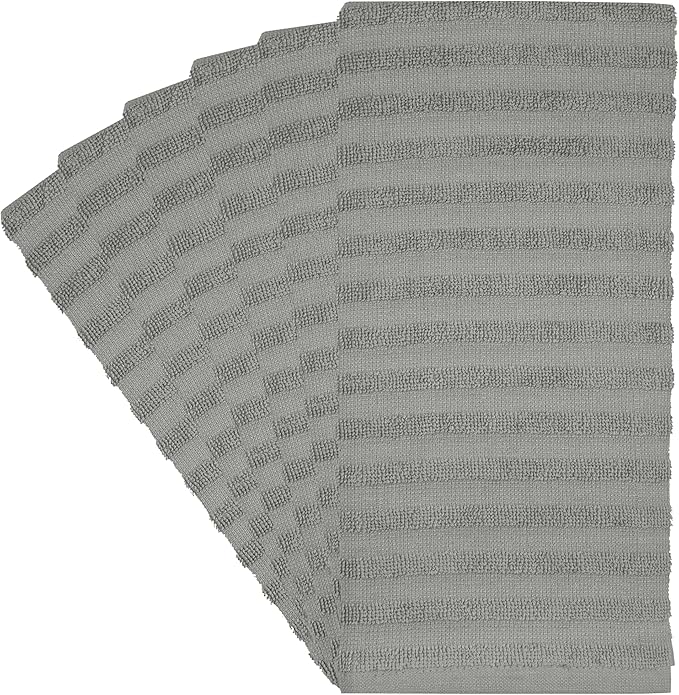 Premium Kitchen Towels (20”x 28”, 6 Pack) | Large Solid Cotton Hand Towels | 400 GSM | Highly Absorbent Dish Cloths with Hanging Loop | Gray