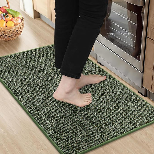 BEQHAUSE Kitchen Rugs 20"x32", Non-Slip Kitchen Mats for Floor, Super Absorbent and Stain Resistant Kitchen Rugs, Machine Washable Rugs for Kitchen, Hallway, Laundry & Sink, Green