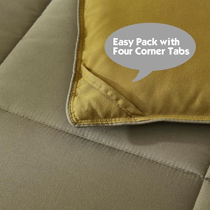 HIG 3pc Dark Olive King Size Comforter Set - All Season Reversible Down Alternative Comforter with Two Shams - Quilted Duvet Insert with Corner Tabs - Box Stitched Blanket - Breathable, Soft, Fluffy