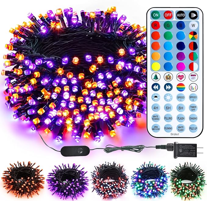 Brizled Color Changing Halloween Lights, 66ft 200 LED RGB Christmas Lights Music Sync, 120+ Modes Remote Dimmable Outdoor Christmas Light, Mini Tree Light Indoor Plugin for Xmas Halloween Party Decor