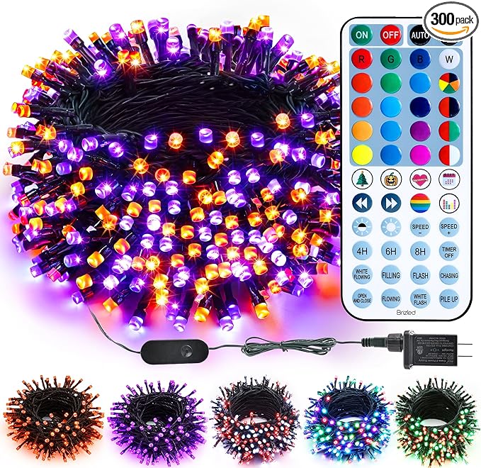 Brizled Color Changing String Lights 98FT 300 LED RGB Christmas Lights Dimmable Multifunctional Christmas Light with Remote for Indoor Outdoor Halloween Xmas Tree Holiday Party Thanksgiving Decor