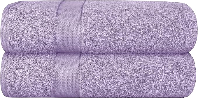 GLAMBURG 700 GSM Premium Cotton 2-Pack Oversized Extra Large Bath Sheet Set - 100% Combed Cotton - 2 Bath Sheets 35x70 - Luxury Hotel & Spa Quality - Durable Ultra Soft Highly Absorbent - Purple