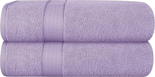 GLAMBURG 700 GSM Premium Cotton 2-Pack Oversized Extra Large Bath Sheet Set - 100% Combed Cotton - 2 Bath Sheets 35x70 - Luxury Hotel & Spa Quality - Durable Ultra Soft Highly Absorbent - Purple