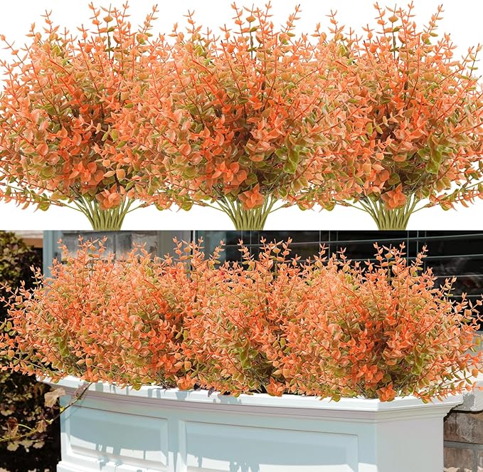 6 Bundles Artificial Fall Flowers No Fade Faux Autumn Plants, Fake Indoor Outdoor Greenery Fall Decor for Home Thanksgiving Christmas Wedding Party Garden Fireplace Décor (Autumn)