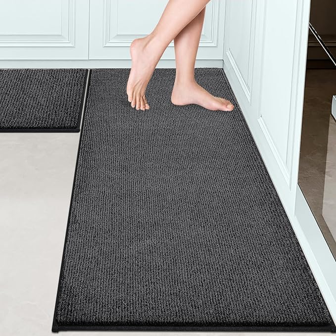 Washable Kitchen Rugs Set of 2 (24" x 35.5" + 24" x 59" Rectangular), Kitchen Mats for Floor, Indoor Entryway Runner Rugs for Laundry, Bathroom, Door, Bedroom (Roll Packing)
