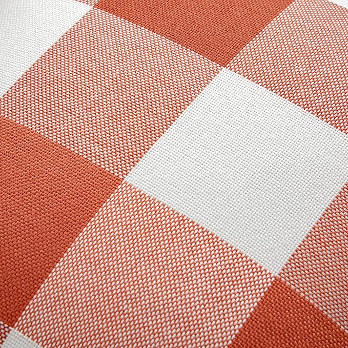 MIULEE Fall Throw Pillow Covers Pack of 2 Decorative Classic Farmhouse Buffalo Check Plaids Polyester Linen Soft Cushion Case for Couch Sofa Bedroom Outdoor 16 x 16 Inch, Burnt Orange