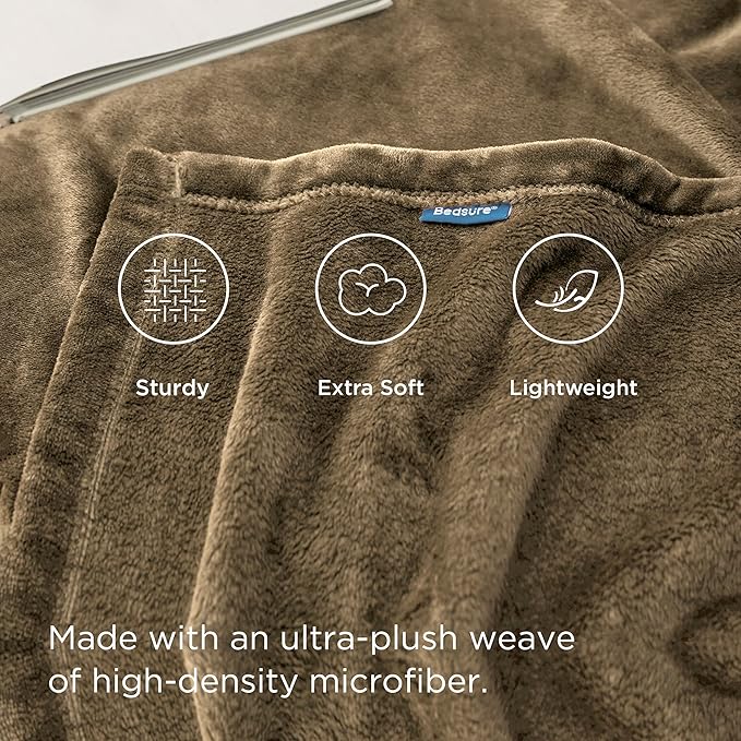 Bedsure GentleSoft Fleece Blankets Queen Size Camel - Bed Blanket Soft Lightweight Plush Fuzzy Cozy Luxury Microfiber, 90x90 inches