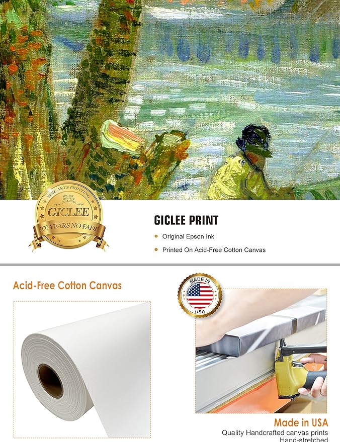 DECORARTS - Fishermen And Boats From The Pont De Clichy, Vincent Van Gogh Art Reproduction. Giclee Canvas Prints Wall Art for Home Decor 20x16