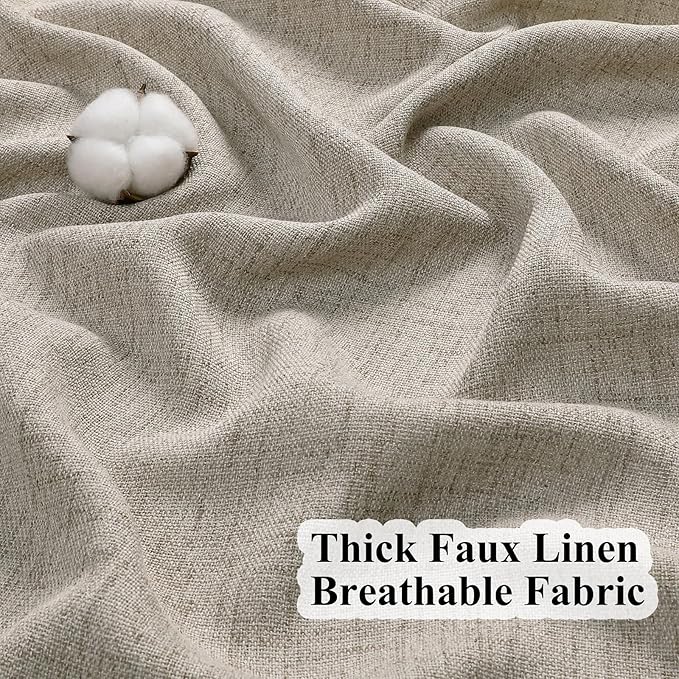 Dark Taupe Thick Linen Semi Sheer Curtains 108 Inches Long, Modern Light Filtering Drapes Set of 2, Floor to Ceiling Pinch Pleat Curtain with Hooks